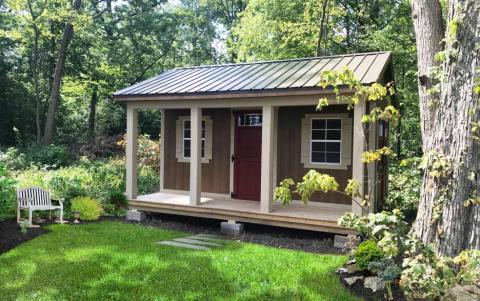 hunting cabin in the woods