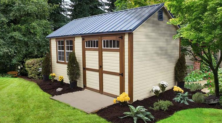 Zook cream dutchlap siding Garden Shed